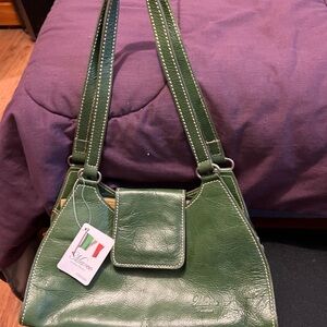 Forest Green Italian Leather Shoulder Bag